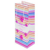 鮮やかなピンクのフローラアクセント ワインギフトバッグ (裏面アングル)