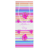 鮮やかなピンクのフローラアクセント ワインギフトバッグ (裏面)