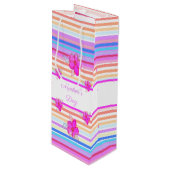 鮮やかなピンクのフローラアクセント ワインギフトバッグ (正面アングル)