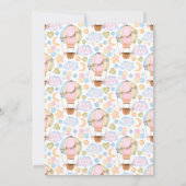 鮮やかなピンクのフローラホットエアバルーンガールベビーシャワー 招待状 (裏面)