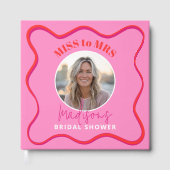 鮮やかなピンクのミス・トゥ・ミセスの結婚前お祝いゲストブック ゲストブック (正面)