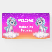 鮮やかなピンクのユニコーン 誕生日 横断幕 (横)