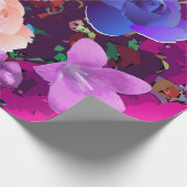 鮮やかなピンクの抽象芸術の花の包装紙 ラッピングペーパー (角)