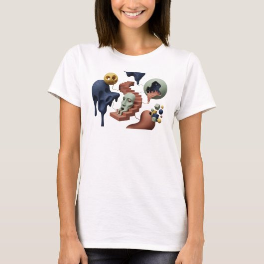 鮮やかなピンクの抽象芸術グラフィックTシャツ Tシャツ (正面)