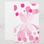 鮮やかなピンクの抽象芸術蝶の文房具 便箋 (正面/裏面)