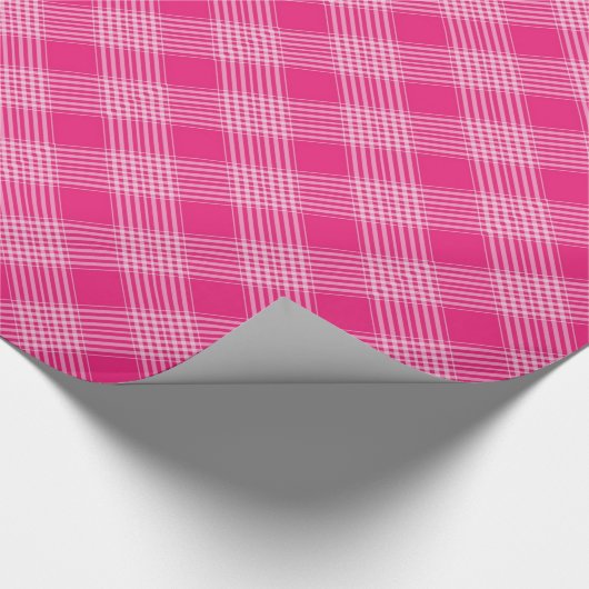 鮮やかなピンクの格子模様の包み紙 ラッピングペーパー (角)