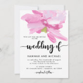 鮮やかなピンクの水彩花柄の結婚式招待状 招待状 (正面)