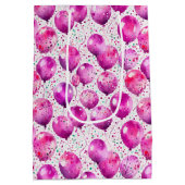 鮮やかなピンクの水彩風船と紙吹雪 ミディアムペーパーバッグ (裏面)