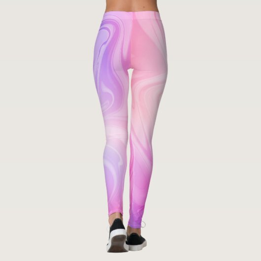 鮮やかなピンクの渦巻き旋回:女性のフィットネスレギンス レギンス (裏面)