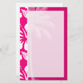 鮮やかなピンクの熱帯ハイビスカス 便箋 (正面/裏面)