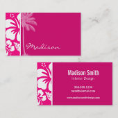 鮮やかなピンクの熱帯ハイビスカス 名刺 (正面/裏面)