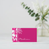 鮮やかなピンクの熱帯ハイビスカス 名刺 (スタンド正面)