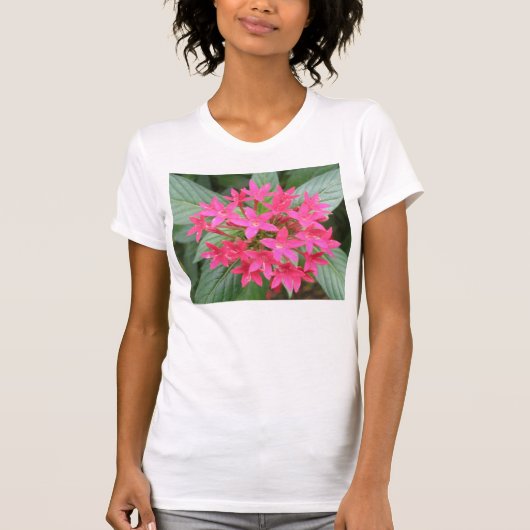 鮮やかなピンクの熱帯花Tシャツ Tシャツ (正面)