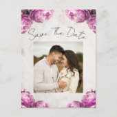 鮮やかなピンクの牡丹の花ヴィンテージ保存日 案内ポストカード (正面)