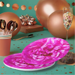 鮮やかなピンクの牡丹プレート、9インチラウンド紙 ペーパープレート