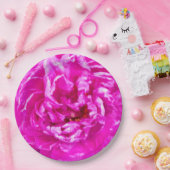 鮮やかなピンクの牡丹プレート、9インチラウンド紙 ペーパープレート (パーティー)