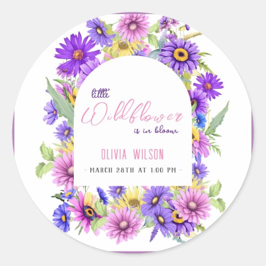 鮮やかなピンクの紫の野花が途中#3 ラウンドシール (正面)