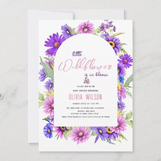 鮮やかなピンクの紫の野花が途中#3 招待状 (正面)
