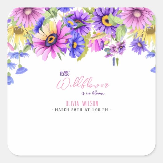 鮮やかなピンクの紫の野花が途中#4 スクエアシール (正面)