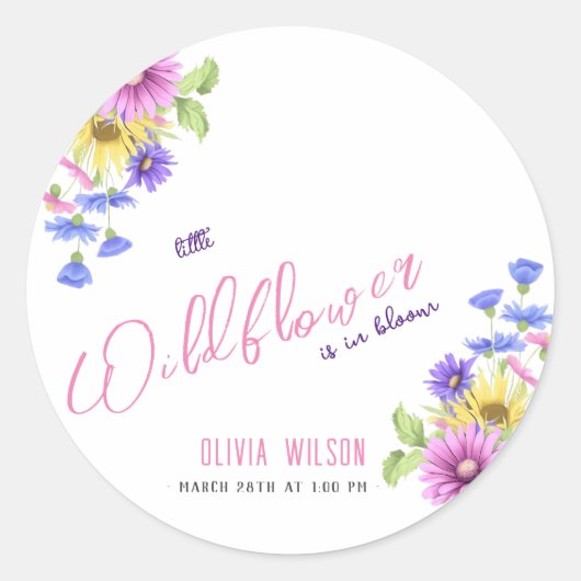 鮮やかなピンクの紫の野花が途中#5 ラウンドシール (正面)