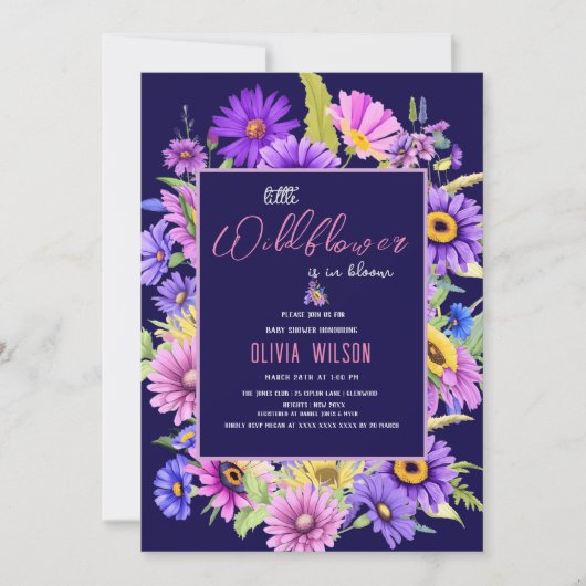 鮮やかなピンクの紫の野花が途中#6 招待状 (正面)