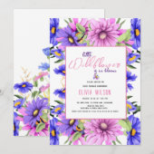 鮮やかなピンクの紫の野花が途中#9 招待状 (正面/裏面)