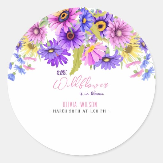 鮮やかなピンクの紫色の野生の花が開花#1 ラウンドシール (正面)