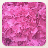 鮮やかなピンクの紫陽花の花 スクエアペーパーコースター (正面)