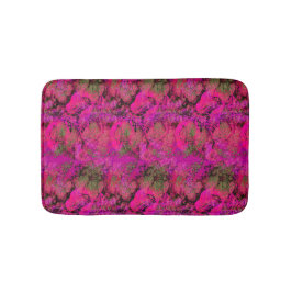 鮮やかなピンクの群葉パターン バスマット
