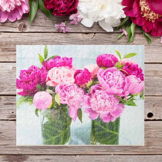 鮮やかなピンクの芍薬の油絵効果 ジグソーパズル