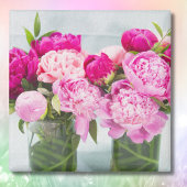 鮮やかなピンクの芍薬の油絵効果 マグネット