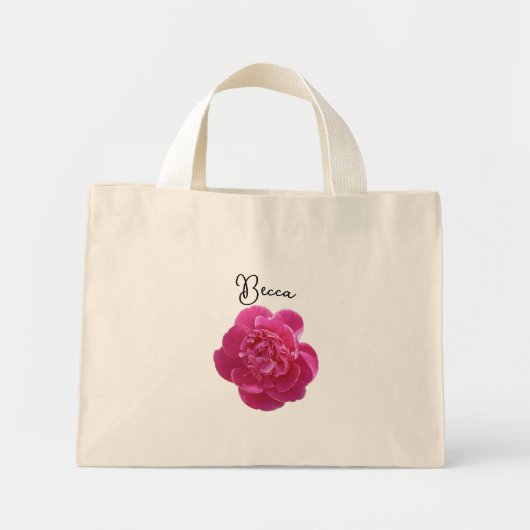 鮮やかなピンクの芍薬の花 カスタマイズ可能 ミニトートバッグ (正面)