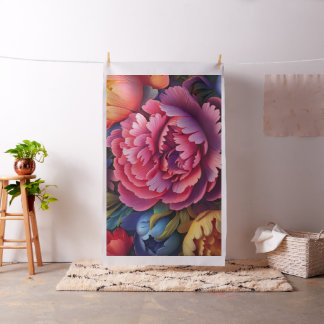鮮やかなピンクの芍薬の花 ファブリック