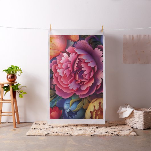 鮮やかなピンクの芍薬の花 ファブリック (インサイチュ)