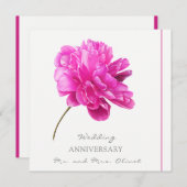 鮮やかなピンクの芍薬の記念日 何年でも 招待状 (正面/裏面)