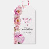 鮮やかなピンクの芍薬 ブライダルシャワー 感謝 ギフトタグ (正面)