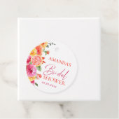 鮮やかなピンクの花とオレンジのスライス ブライダルシャワー フェイバータグ (インサイチュ)