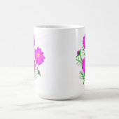 鮮やかなピンクの花のジャンボフラワーマグ コーヒーマグカップ (中央)