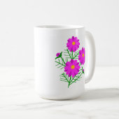 鮮やかなピンクの花のジャンボフラワーマグ コーヒーマグカップ (正面右)