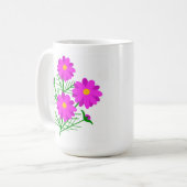 鮮やかなピンクの花のジャンボフラワーマグ コーヒーマグカップ (正面左)