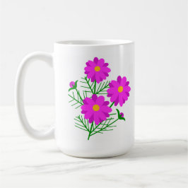 鮮やかなピンクの花のジャンボフラワーマグ コーヒーマグカップ