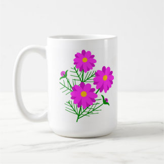 鮮やかなピンクの花のジャンボフラワーマグ コーヒーマグカップ