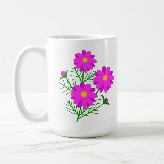 鮮やかなピンクの花のジャンボフラワーマグ コーヒーマグカップ (左)