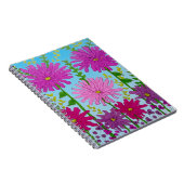 鮮やかなピンクの花のスケッチオンブルー ノートブック (右側)