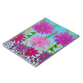 鮮やかなピンクの花のスケッチオンブルー ノートブック (左側)