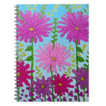 鮮やかなピンクの花のスケッチオンブルー