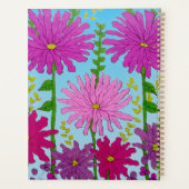 鮮やかなピンクの花のスケッチオンブルー プランナー手帳 (裏面)