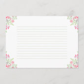 鮮やかなピンクの花のブライダルシャワー レシピ カード (裏面)