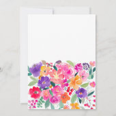 鮮やかなピンクの花の水彩画 ブライダルシャワー サンキューカード (裏面)