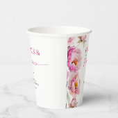 鮮やかなピンクの花の花弁とプロセッコのブライダル 紙コップ (右)